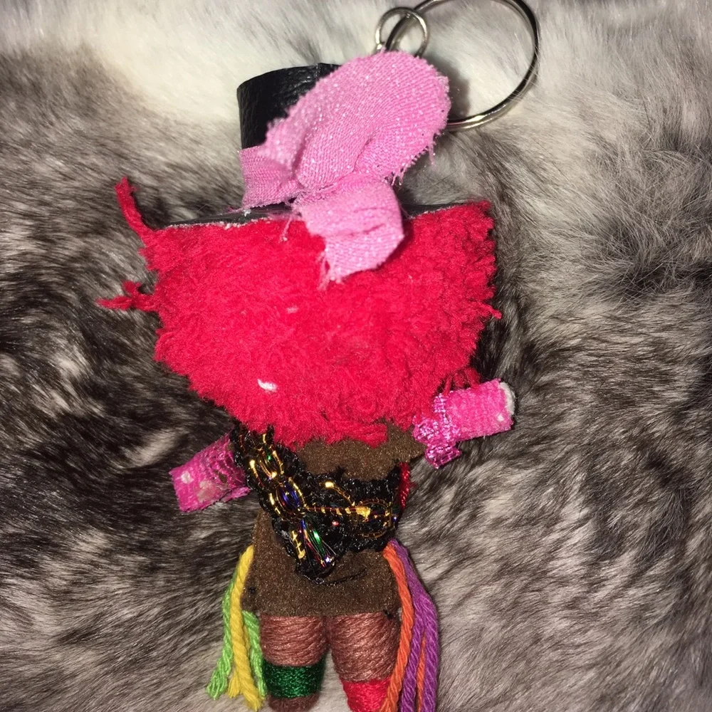 Hot Topic Pink and Red Mad Hatter Doll Keychain